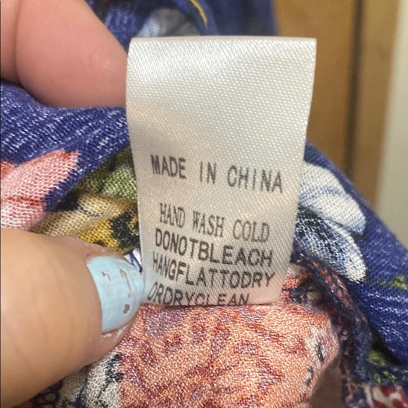 Blue and Yellow Graphic Tunic with Mandarin Collar - Picture 7 of 7